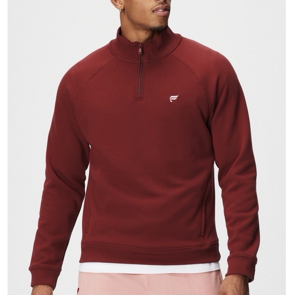 Fabletics‎ The Go-To Quarter Zip Pullover Soft Fleece Mens Sz XL Adrenaline Red